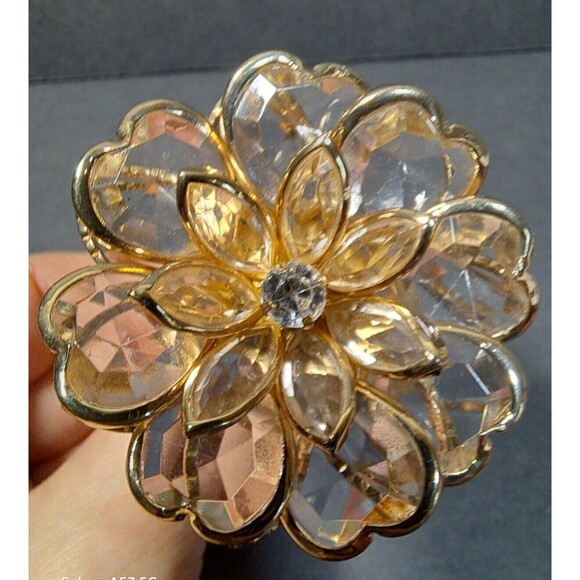 Flower Bracelet Gold-tone Metal Clasp Cuff Costume Formal Dance - Picture 5 of 14